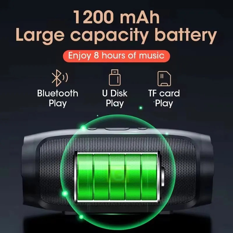 Portable Subwoofer Bluetooth Speakers Outdoor Stereo Surround Waterproof Loudspeaker Wireless Sound Box Support FM Radio TF Card