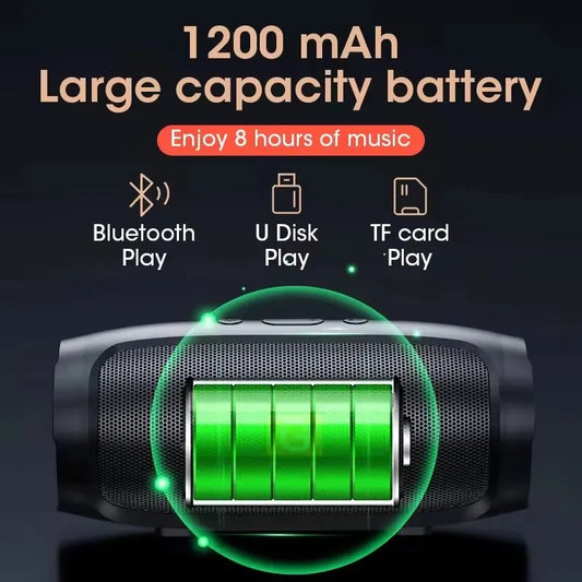 Portable Subwoofer Bluetooth Speakers Outdoor Stereo Surround Waterproof Loudspeaker Wireless Sound Box Support FM Radio TF Card