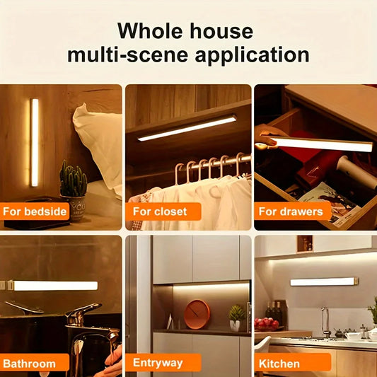 Motion Sensor Light Wireless LED Night Light Type C Rechargeable Light Cabinet Wardrobe Lamp Staircase Backlight For Kitchen LED