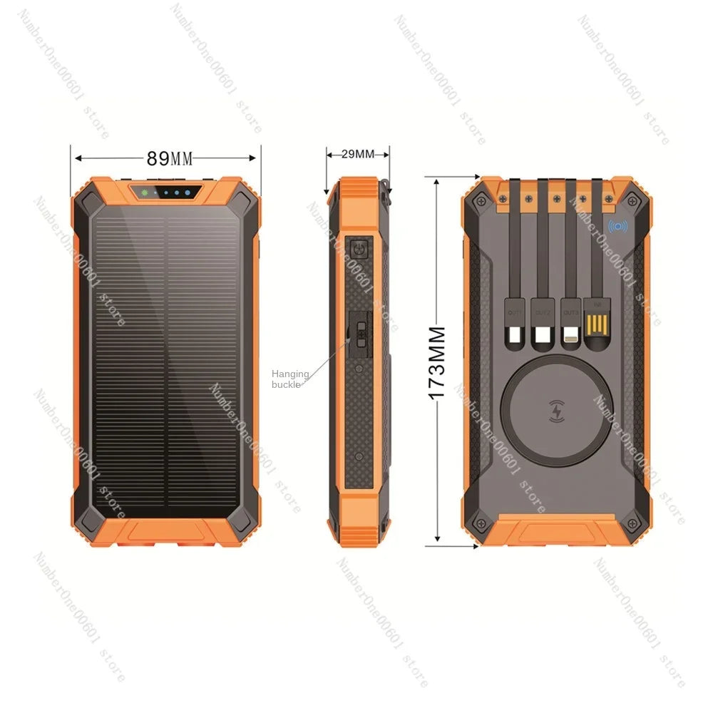 Wireless Charger Solar Portable Power Source 20000mah Mobile Phone Outdoor with Line Power Bank Logo