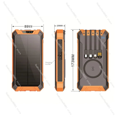 Wireless Charger Solar Portable Power Source 20000mah Mobile Phone Outdoor with Line Power Bank Logo