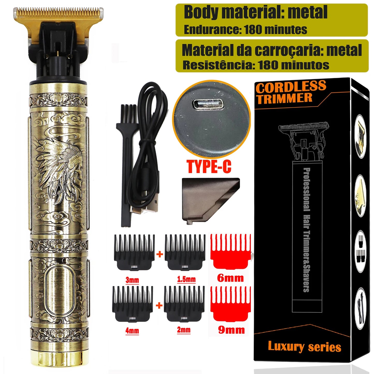 Vintage T9 Hair Clipper Beard Shaving Body Hair Trimmer Clippers Electric Men Haircut Machine 0mm Barber Shaver