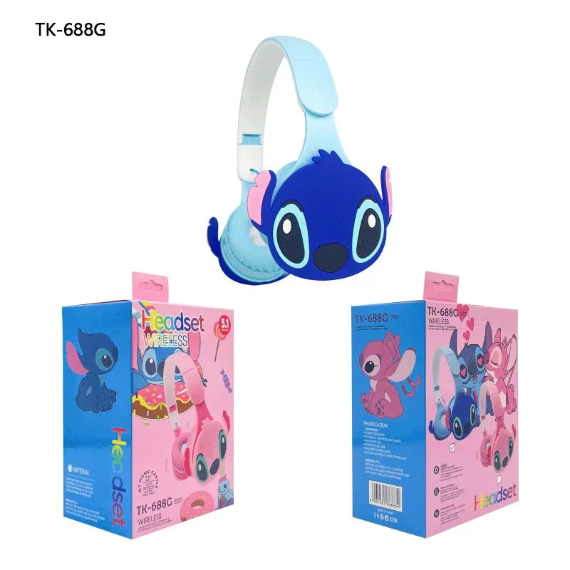 Disney Stitch Couple Headphone for Boys Girls Anime Cartoon Cute Wireless Bluetooth Headset Men Women Fashion Earphone Gifts