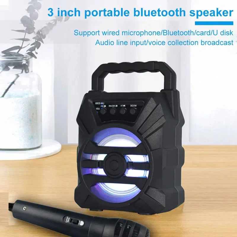 Portable Bluetooth Speaker - 500mAh High Power Sound, TF Card Karaoke & Enhanced Bass for Outdoor Dancing, Handheld Mini Subwoof