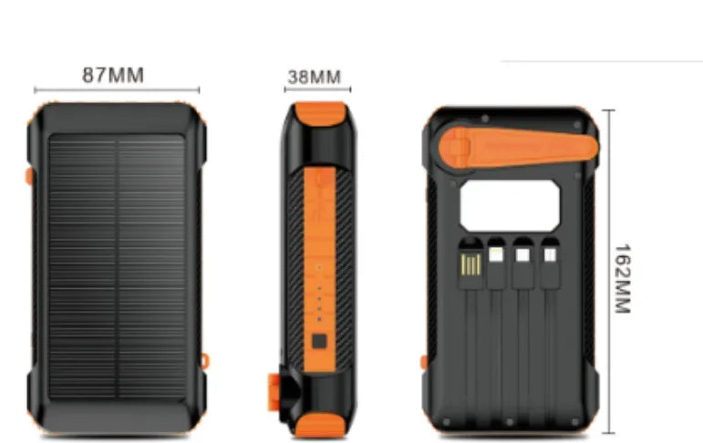 Wireless Charger Solar Portable Power Source 20000mah Mobile Phone Outdoor with Line Power Bank Logo