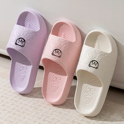 Women's Slippers Summer Printting Cute Bear Indoor Bathroom Anti-slip Soft Sole Couple Lightness Comfortable Men Leisure Shoes
