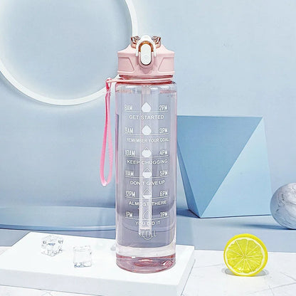 Sports Water Bottle with Time-Tracking Straw Leak Proof Locking Flip Cover for Easy Carry Ideal for Outdoor Adventures